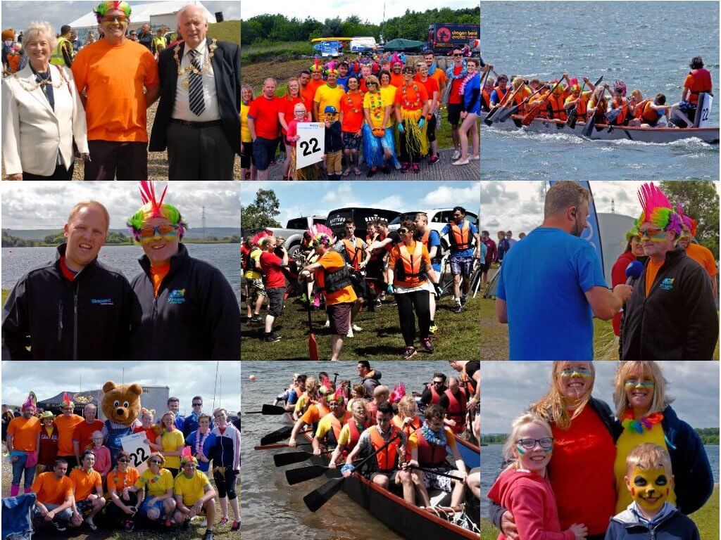 A collage of photographs from the 2017 Dragon Boat Race