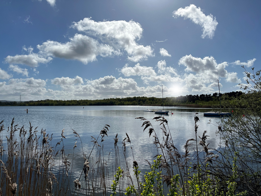 boat on mooring at water sports lake in Wykeham.