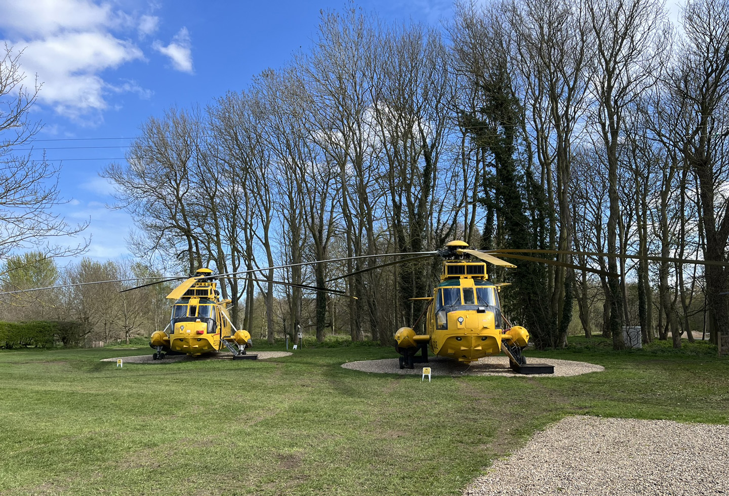 2 sea king helicopter converted to glamping pods at north yorkshire water park
